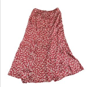 Zara Floral Red Skirt. Size XS but can fit Small. Never worn, still has tags.